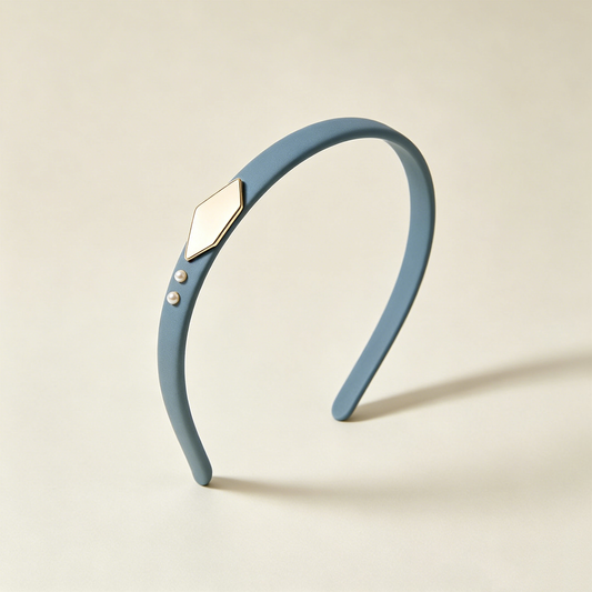 Dusty Blue Metal Pearl Thin Headband