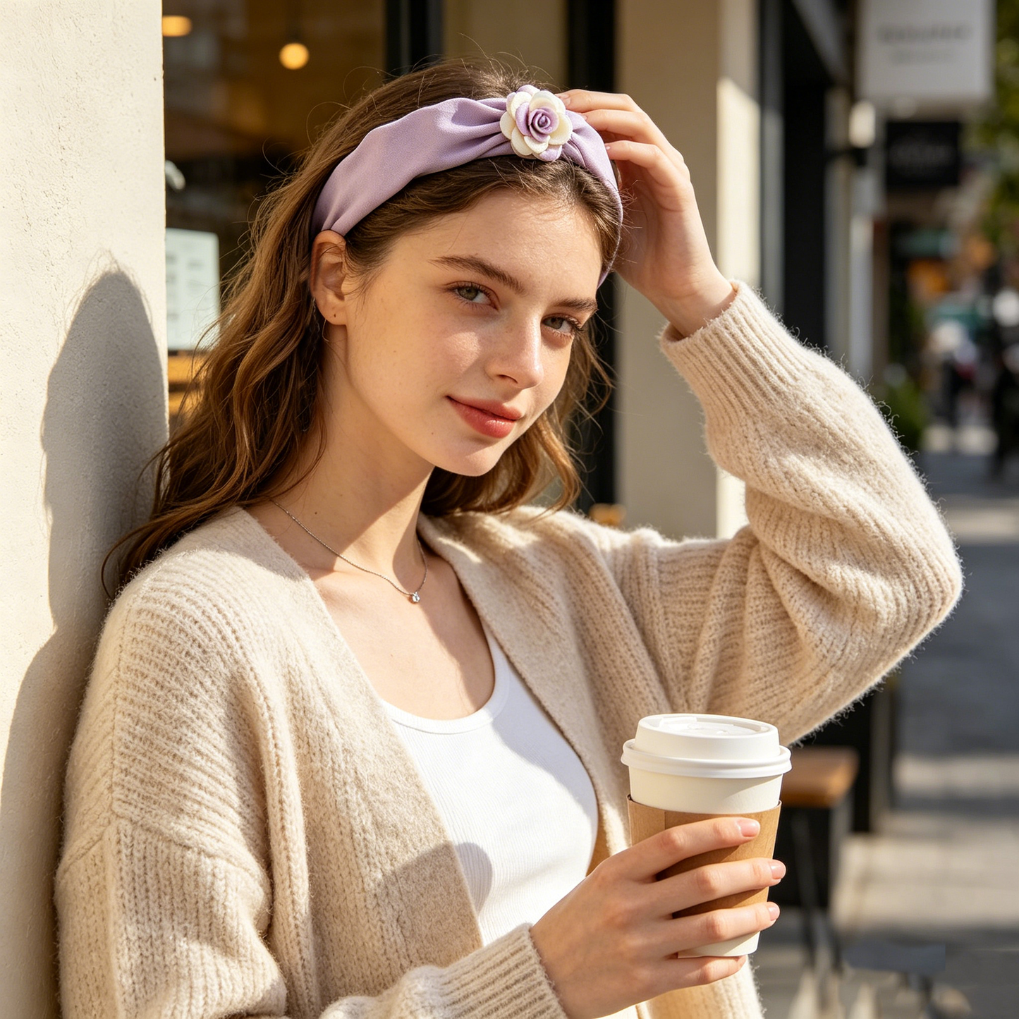 Lilac Ruched Camellia Headband