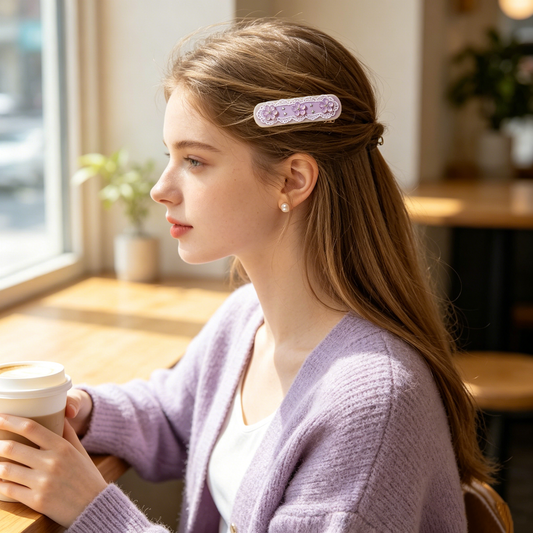 Lavender Gradient Lace Three Flower Star Barrette