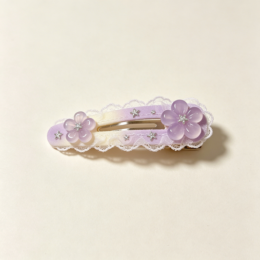 Lavender Gradient Lace Dual Flower Star BB Hair Clip