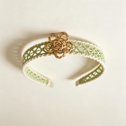 Light Green Crochet Woven Flower Headband