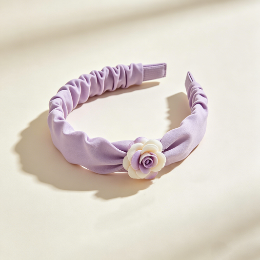 Lilac Ruched Camellia Headband