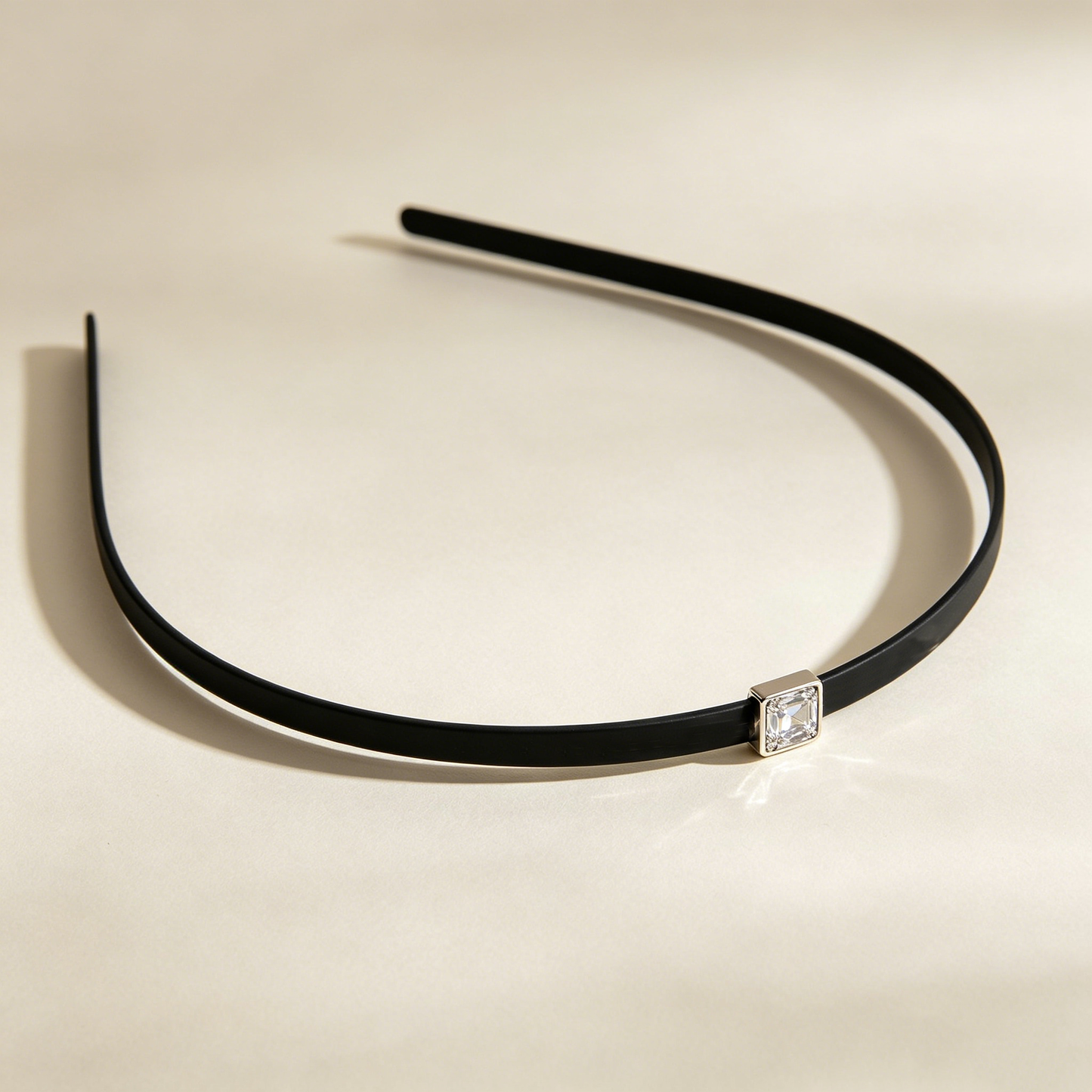 Slim Black Square Crystal Headband