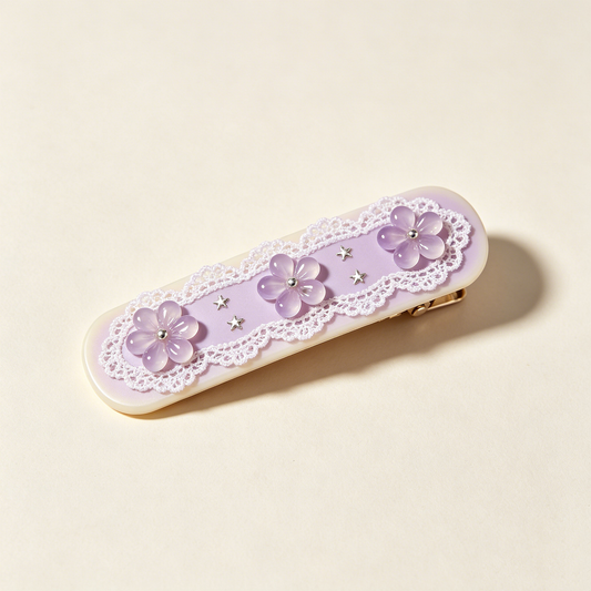 Lavender Gradient Lace Three Flower Star Barrette